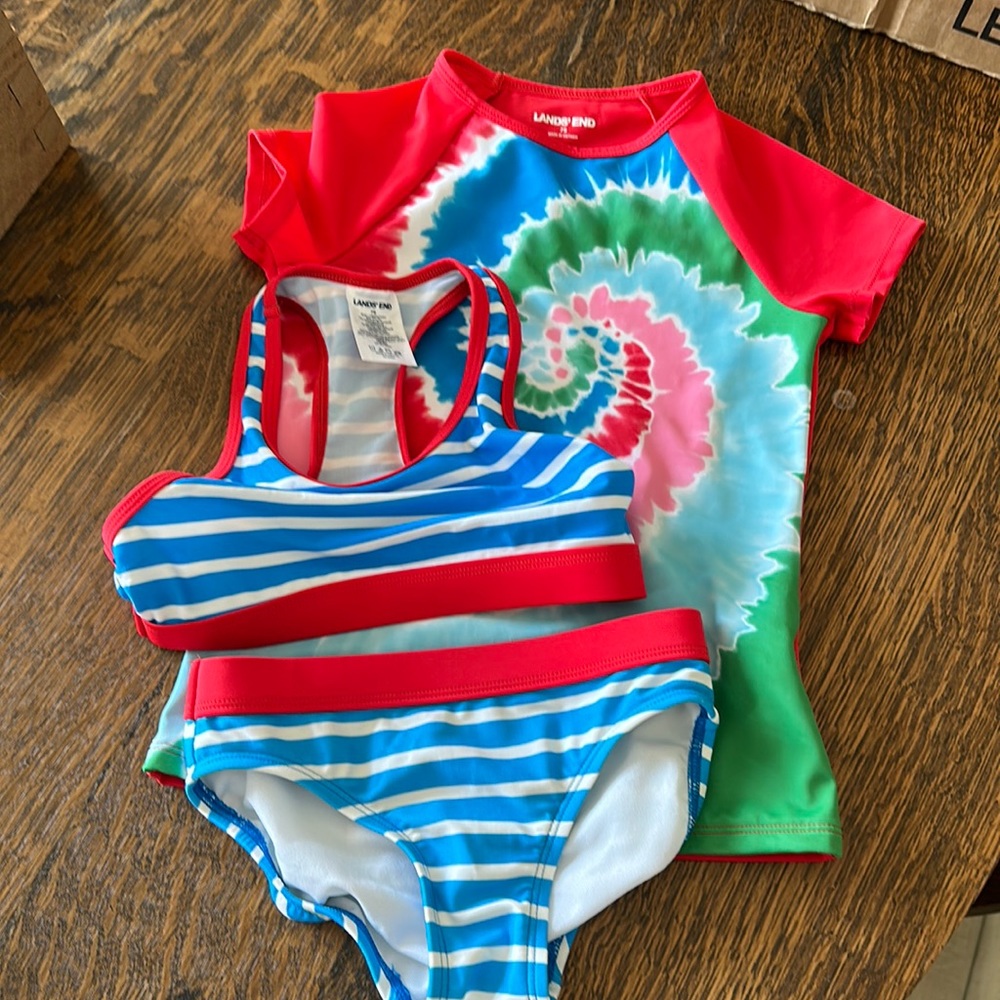 Lands End swim suit set with rash guard